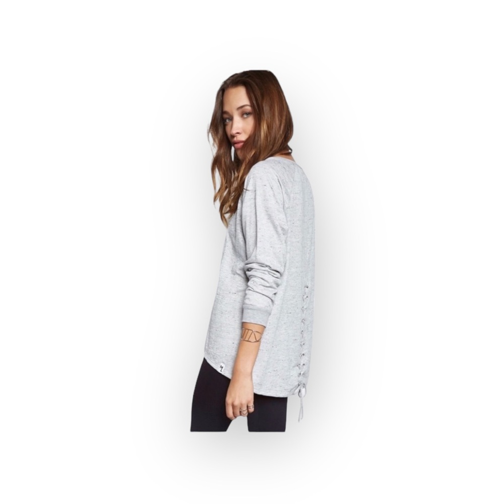 new Michael Lauren ✶ Zuma Sweater ✶ Back Lace Up Sweatshirt ✶ Heather Grey ✶ S - Picture 9 of 16